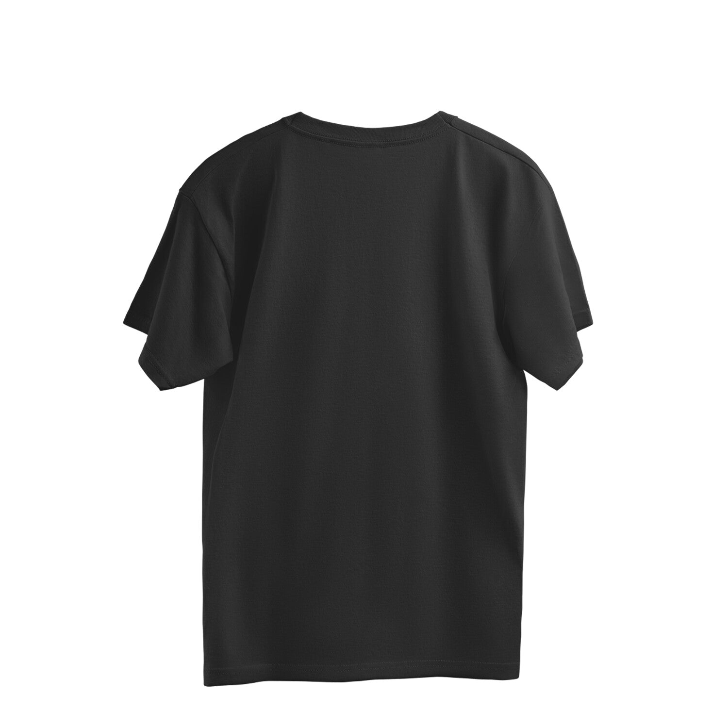 Back of a black oversized unisex tshirt printed with the Malayalam word Ayyo and its dictionary definition
