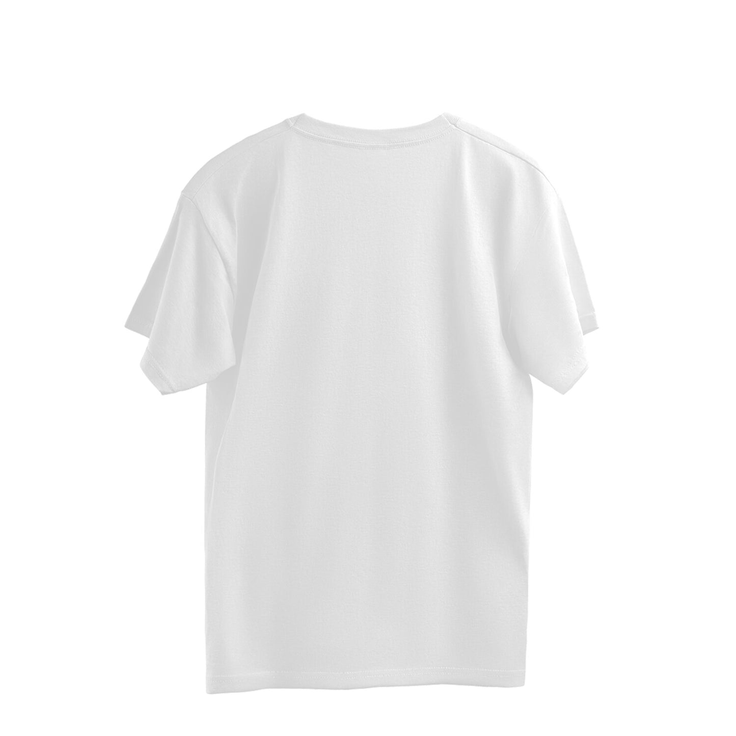 Back of a white oversized unisex tshirt printed with the Malayalam word Ayyo and its dictionary definition