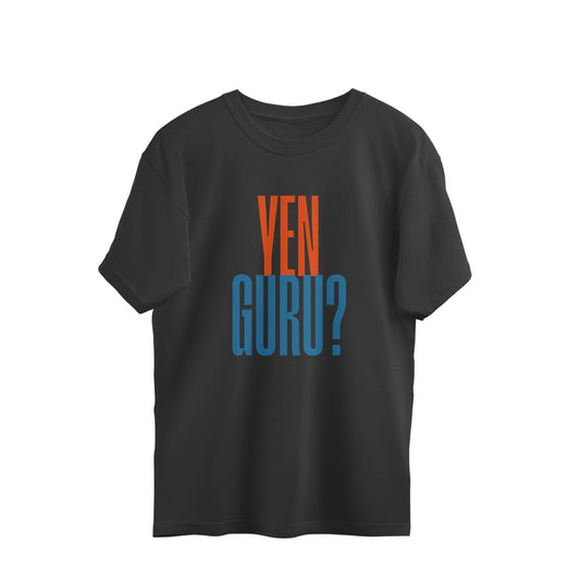 Yen Guru oversized t-shirt, black, front view
