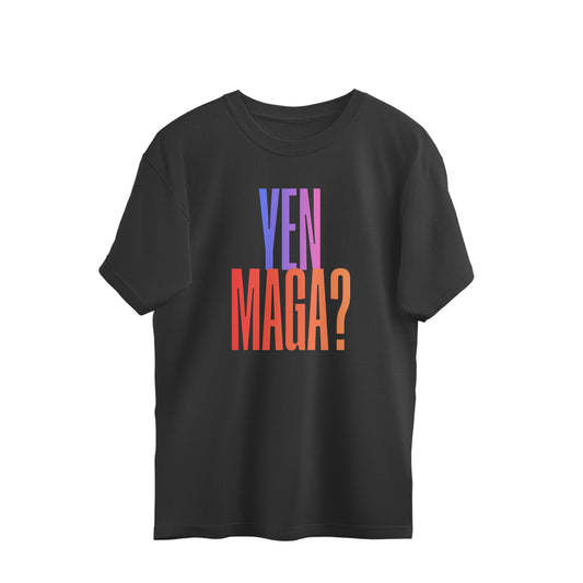 Yen Maga oversized t-shirt, black, front view
